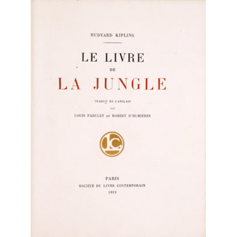 Le livre de la Jungle, de Rudyard Kipling, 1919.